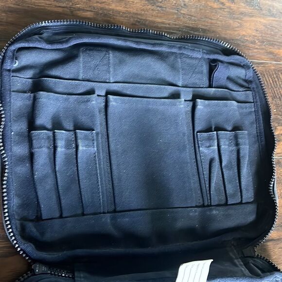 vtg made in USA Land's End canvas Messenger Bag navY blue nice fade in GUC - Picture 9 of 14